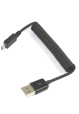 Universele USB <> micro-USB spiraalkabel 20cm - 60cm (helemaal uitgerekt)