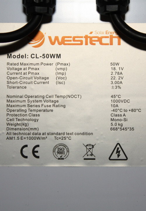 Westech CL-50WM 50Wp mono kristallijn zonnepaneel