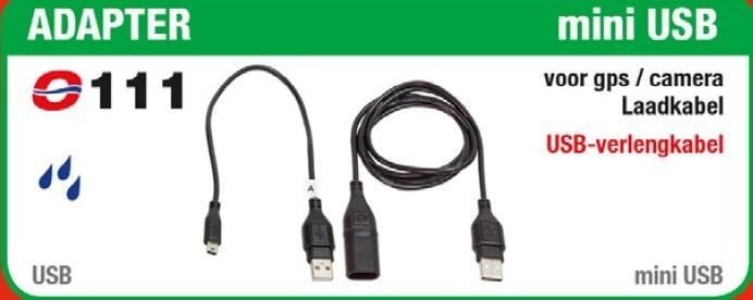 TECMATE OPTIMATE O-111 USB ADAPTER NAAR MINI USB + VERLENGKABEL 100 cm