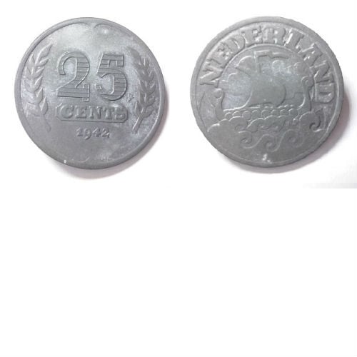 25 cent 1942 zink Koningin Wilhelmina