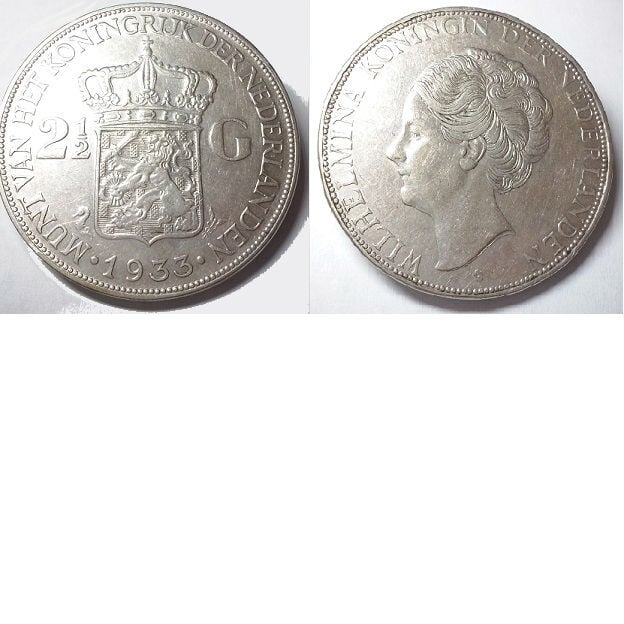 2 1/2 gulden 1933 b Koningin Wilhelmina