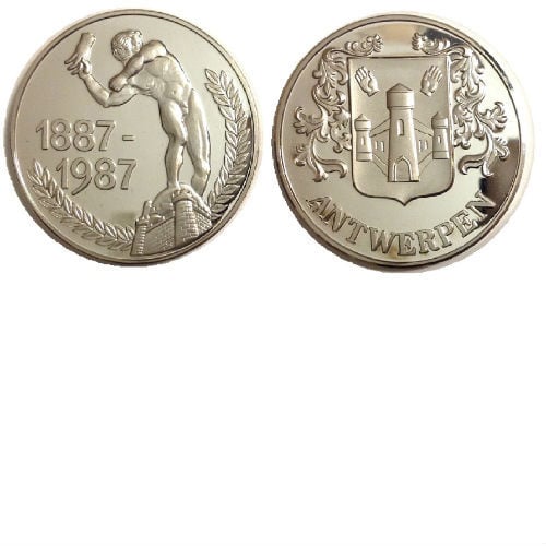 Antwerpen 1887-1987 zilveren penning