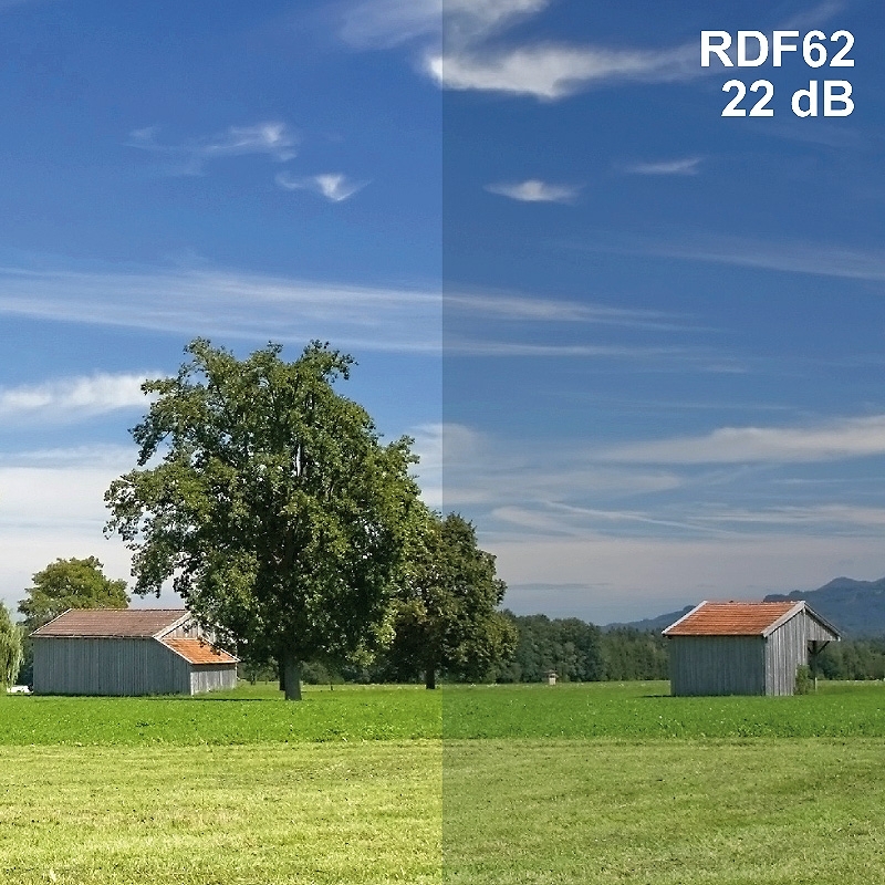 Raamfolie RDF 62-helder Demping 22dB >99,37% afscherming. Prijs per strekkende meter  62% lichtdoorlaat