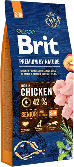Brit premium by nature Senior S+M 42% kip! 15kg