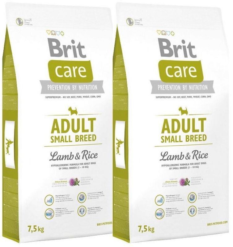Brit care adult small breed lam&rijst hypo allergeen 7,5kg + bonus (vanaf €5,95)