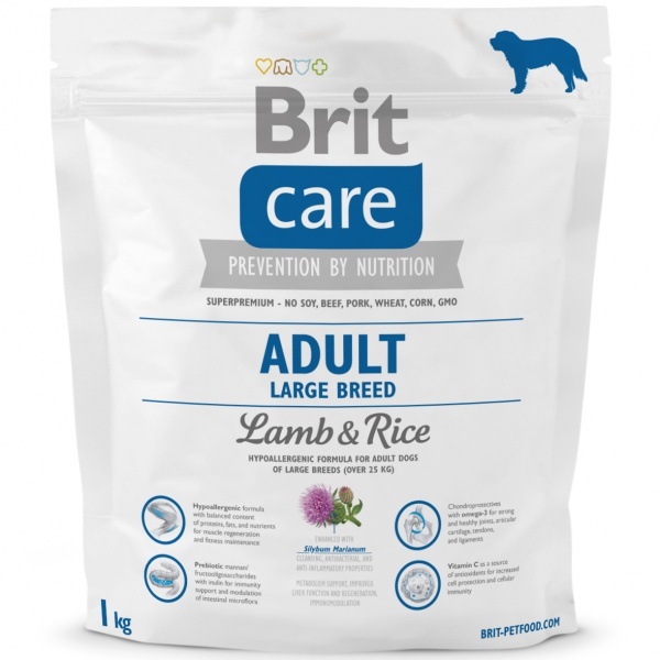 Brit care adult large breed lam en rijst hypoallergenic 12kg (vanaf €5,95)