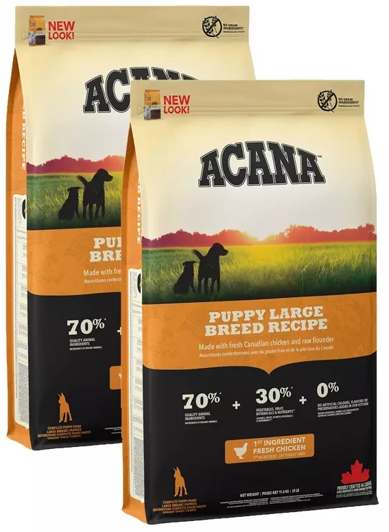 2 x 11,4kg Acana Heritage puppy large breed dubbelpack