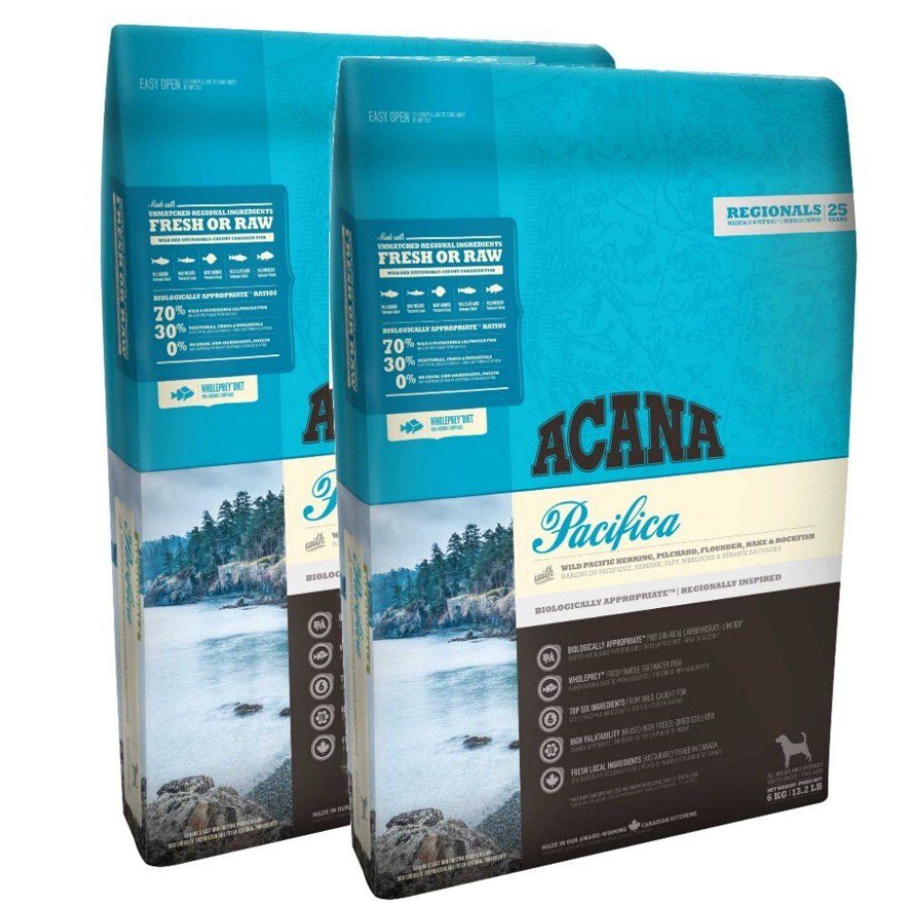 ACTIE Acana Regionals Pacifica Dog dubbelpack 2x11.4KG