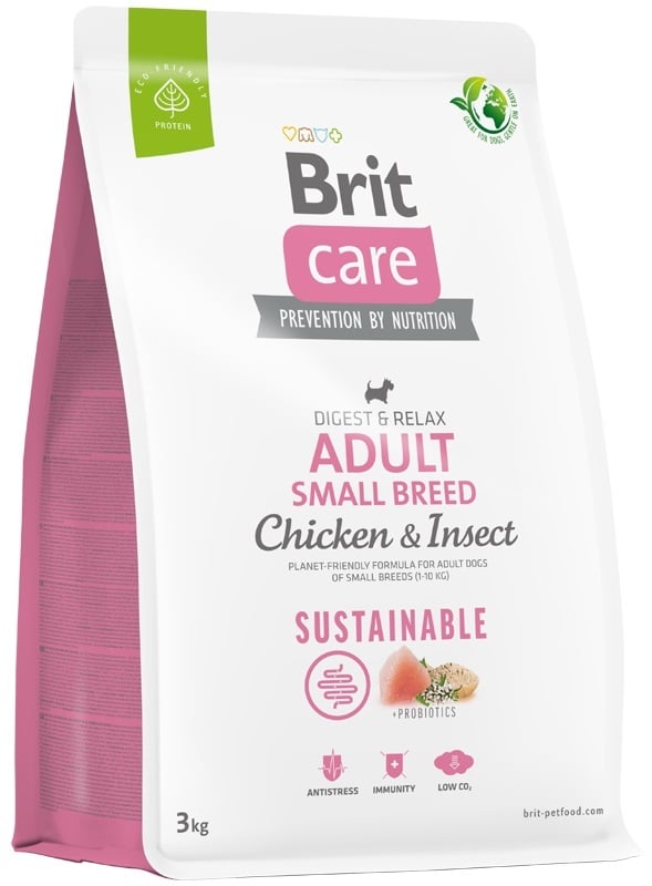 Brit care sustainable kip met insect adult small breed 3kg