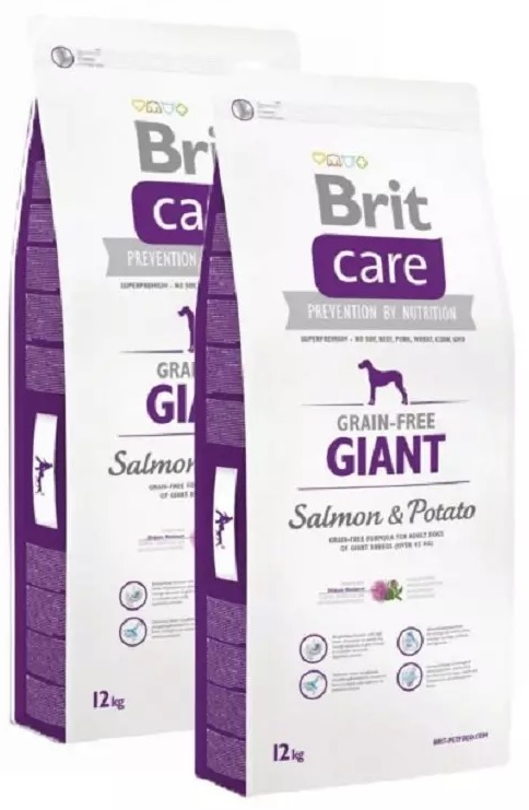 Brit care graanvrij Giant >45kg zalm&aardappel hypo allergeen 2 x 12kg