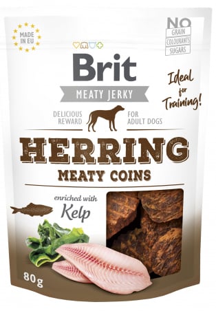 Brit Jerky (training)snacks Haring meaty coins verrijkt met Kelp 80 gram