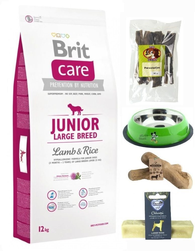 Brit care junior large breed lam&rijst hypo-allergeen 12kg + bonus (vanaf €5,95)