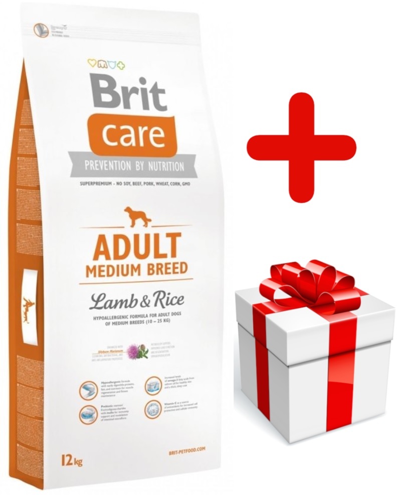 Brit care adult medium breed Lam&rijst hypo allergeen 12kg + bonus (vanaf €5,95)