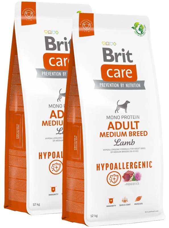 Brit care adult medium breed Lam hypoallergenic 12kg (vanaf €5,95)