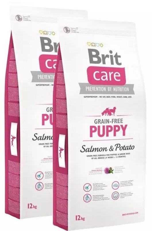 Brit care graanvrij puppy zalm&aardappel hypo allergeen (2x12kg) + bonus