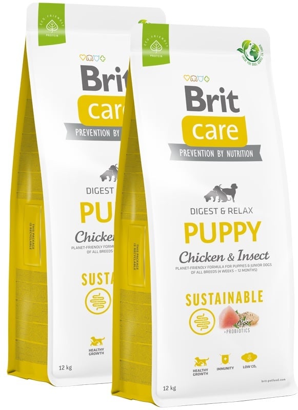 2 x 12kg economy deals Brit care sustainable kip met insect puppy