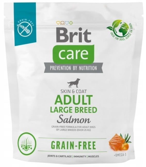 Brit care grainfree adult large breed >25kg zalm 1kg Probeerverpakking
