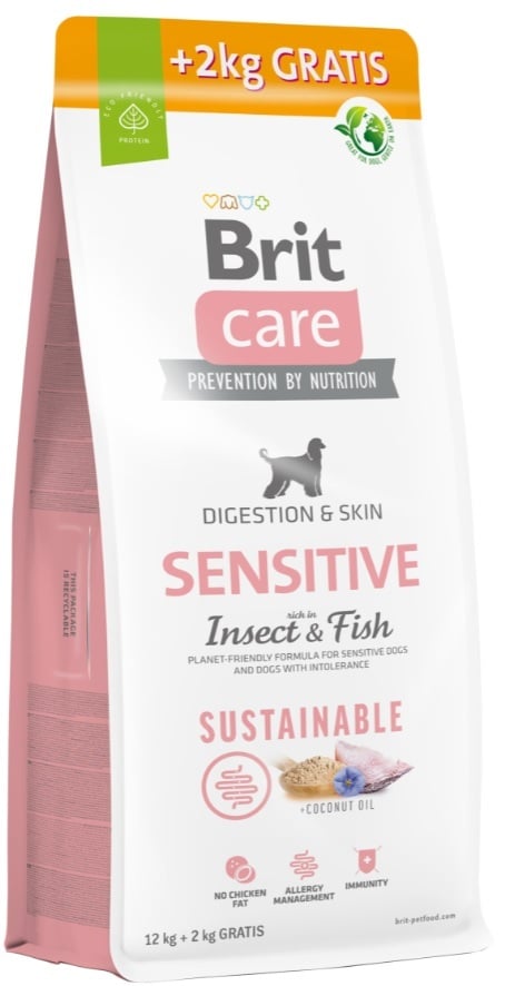 Brit care sustainable insect met vis sensitive 12+2kg