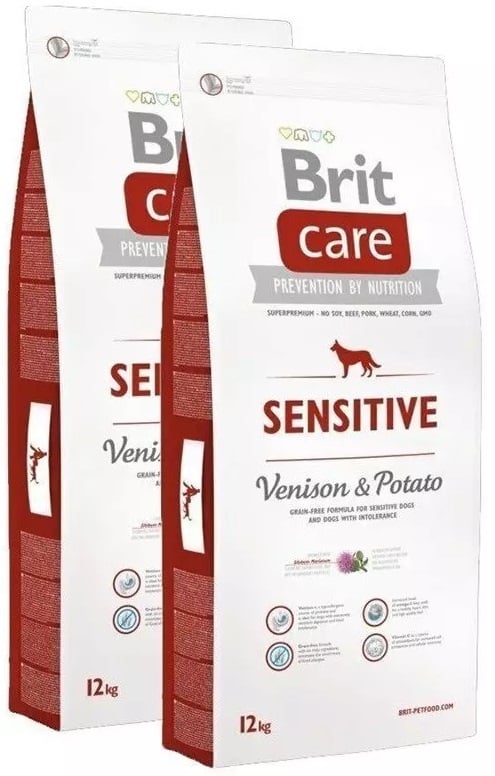 Brit care hypo-allergeen Sensitive hert&aardappel 2x12kg dubbelpack
