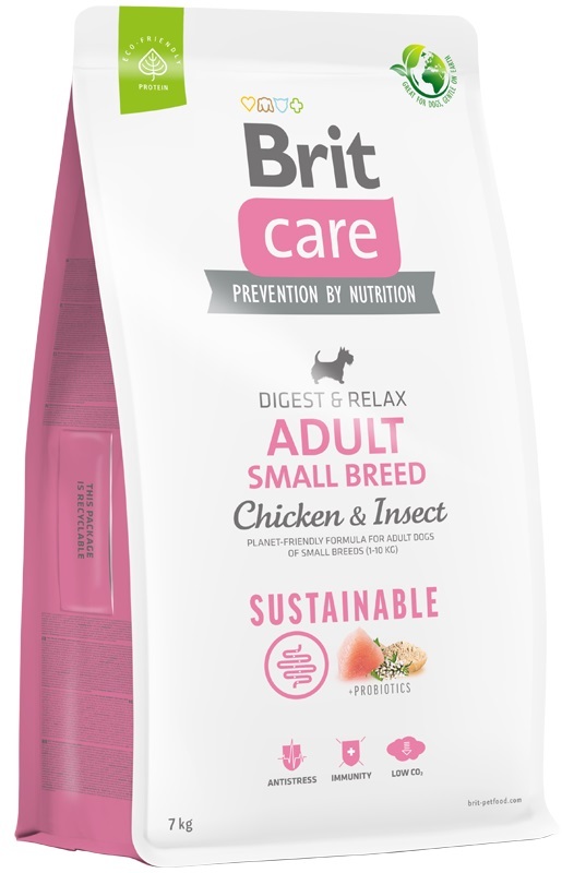 Brit care sustainable kip met insect adult small breed 7kg