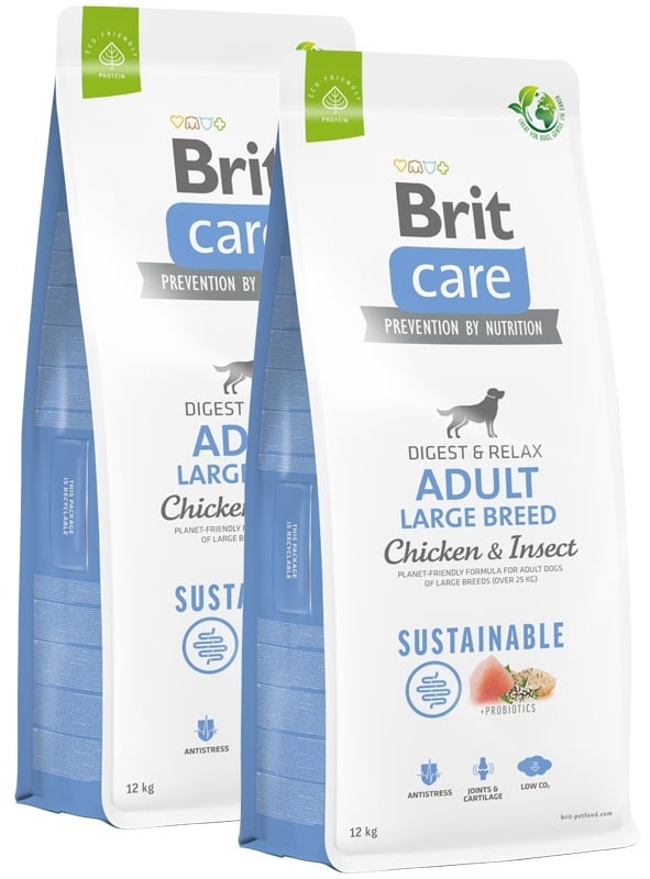 2 x 12kg economy deal Brit care sustainable kip met insect adult large