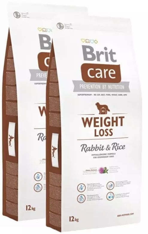 Brit care hypo-allergeen weight loss konijn&rijst 2x12kg dubbelpack + bonus