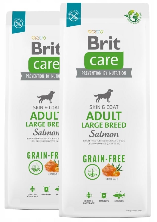 2 x 12kg economy deal Brit care grainfree adult large breed >25kg zalm