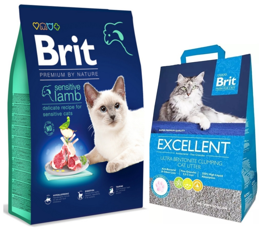 Brit Premium by Nature Cat Sensitive Lamb 8 kg + gratis 5kg kattenbakvulling