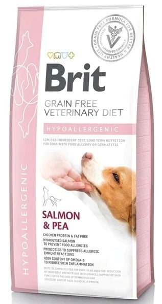 Brit veterinary diet hypoallergenic zalm en erwten 12kg