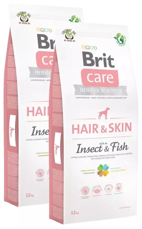 Brit care hair&skin insect&fish 2x12kg + snackpakket