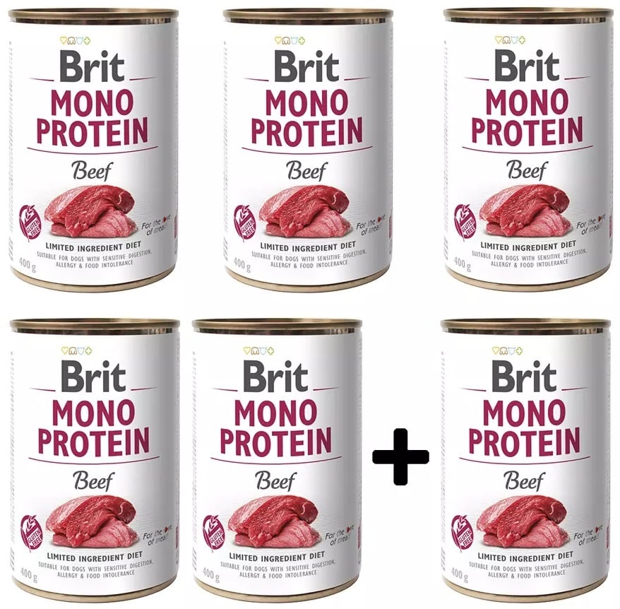Brit mono protein Beef 400 gram 5+1 gratis