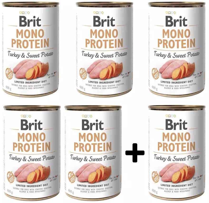 Brit mono protein Kalkoen & Zoete aardappel 400 gram 5+1 gratis