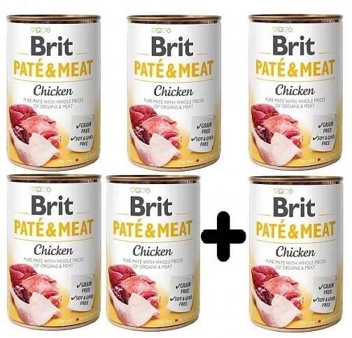 Brit Pate & Meat Kip graanvrij 400 gram 5+1 gratis