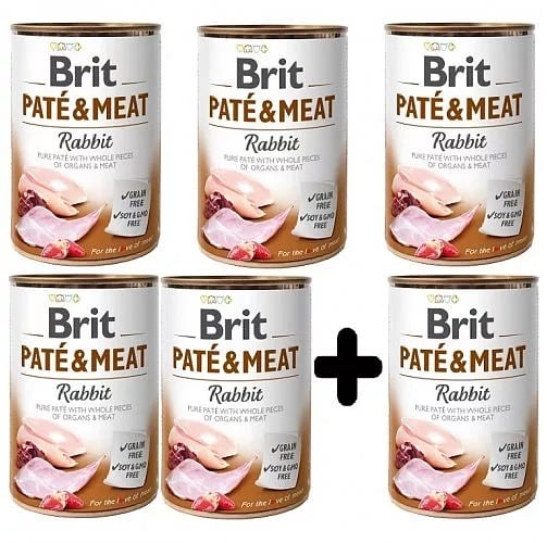 Brit Pate & Meat Konijn graanvrij 400 gram 5+1 gratis
