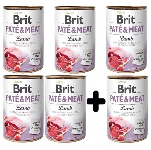 Brit pate & Meat lam graanvrij 400 gram 5+1 gratis