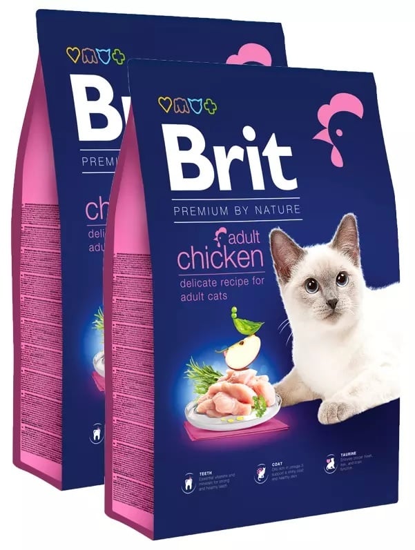Brit premium by nature cat adult chicken 2x8kg