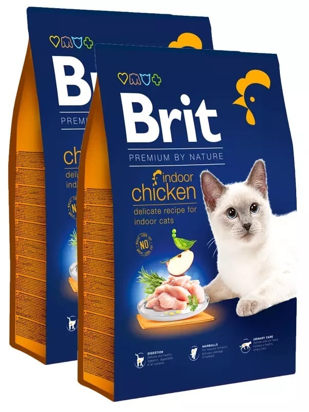 Brit premium by nature cat indoor chicken 2x8kg