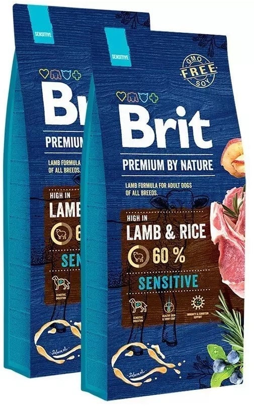 2 x 15kg economy deal Brit premium by nature lam&rijst 60%lam