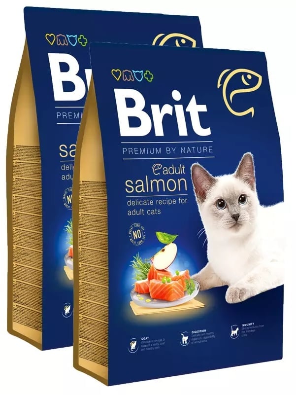 Brit premium by nature cat adult salmon 2x8kg