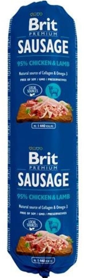 Brit Worst met kip en lam 800 gram 95%vlees