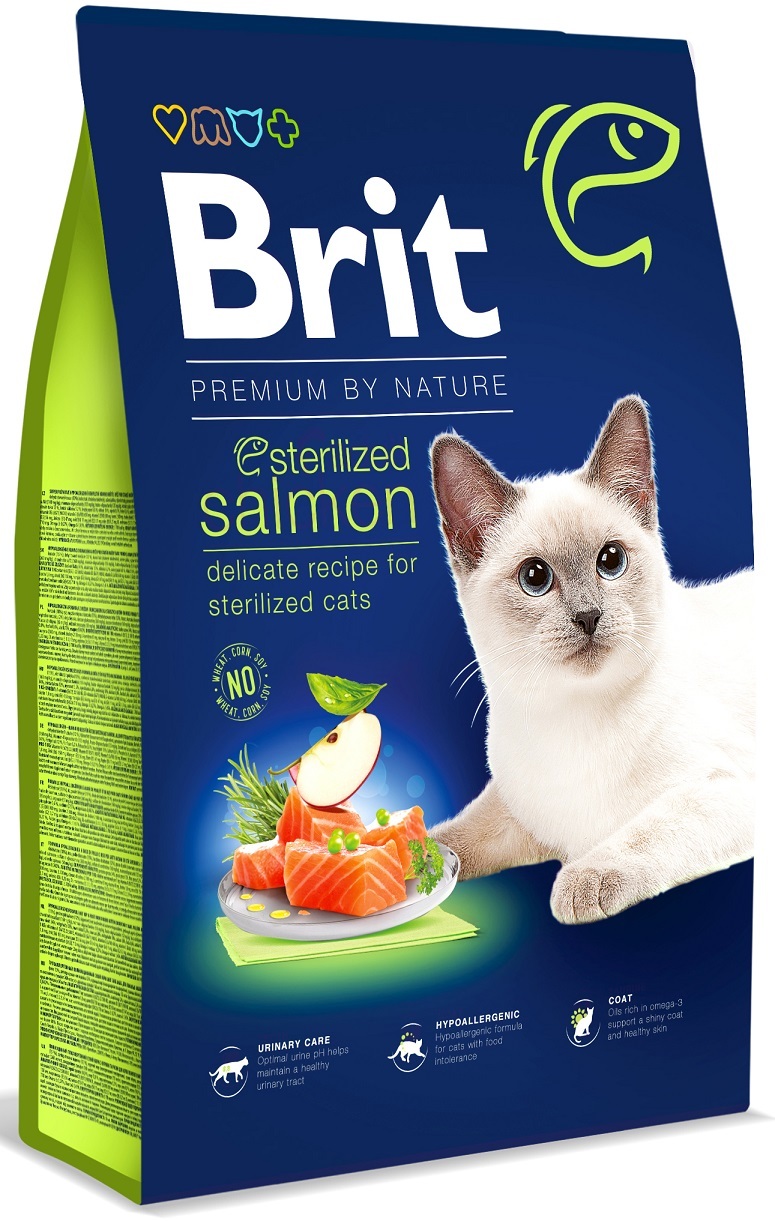 Brit premium by nature cat adult sterilized salmon 8kg