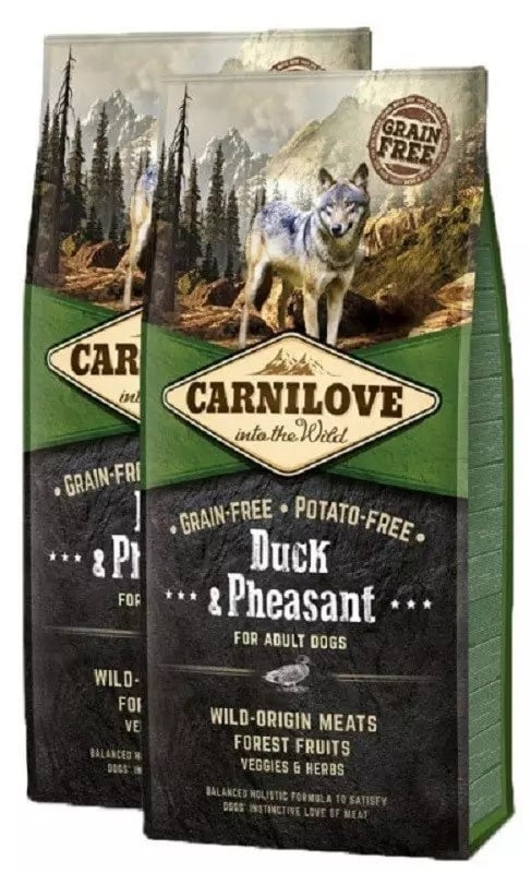 Carnilove adult hondenvoer eend&fazant 2x12kg dubbelpack + bonus