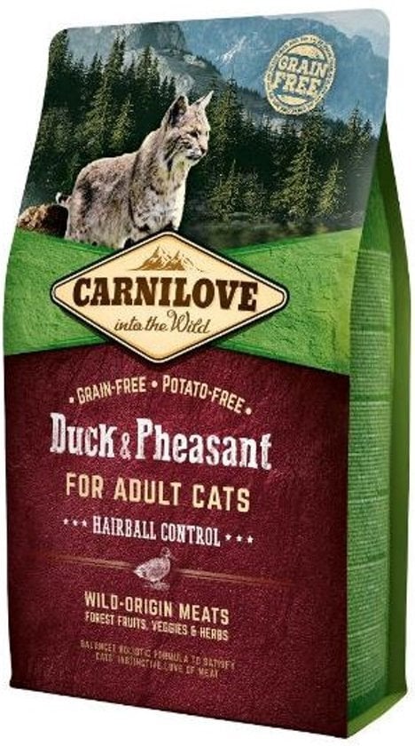 Carnilove kat eend & fazant adult cats Hairball control 6kg