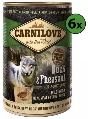 Carnilove Eend&fazant adult pate (met 70% vlees!) 400gram 5 + 1 gratis