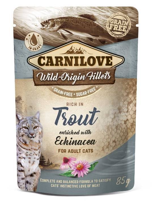 Carnilove kat pouch rich in Trout verrijkt met Echinacea 85 gram
