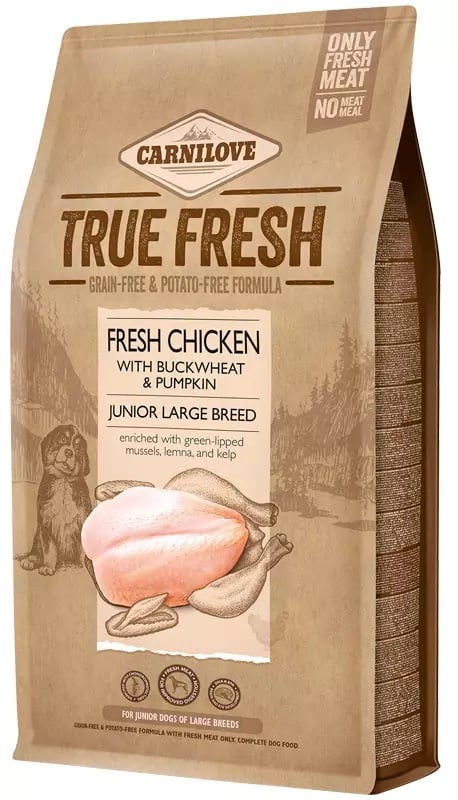 Carnilove True fresh chicken - Junior large 1,4kg met boekweit & pompoen, verrijkt met groenlipmossel, lemna en kelp