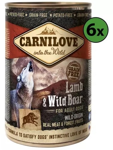 Carnilove Lam&Wild zwijn adult pate (met 70% vlees!) 400gram 5 + 1 gratis