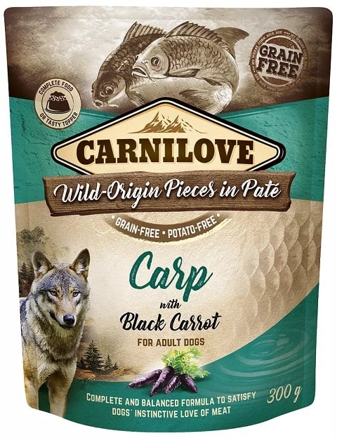 Carnilove Dog Pouch Paté Carp with Black Carrot 300 g (11+1 gratis)