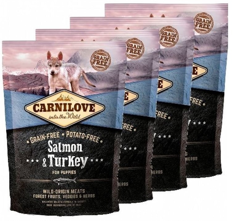 Carnilove hondenvoer Zalm en Kalkoen puppy (70% vlees!) 4x1,5kg