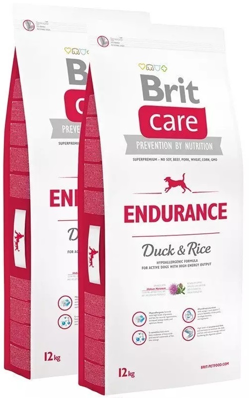 Brit care hypo-allergeen endurance eend&rijst 2x12kg dubbelpack + bonus